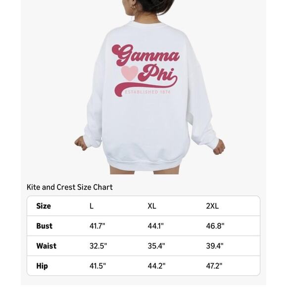 Sorority Gamma Phi Beta Sweatshirt College Greek Life Women Plus 2X Long Sleeve - Picture 6 of 6